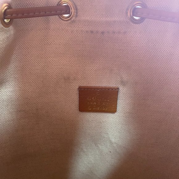 GUCCI GG Disney X Mickey Mouse Bucket Leather Tan Brown Italy Bag Mini Logo - Picture 6 of 8